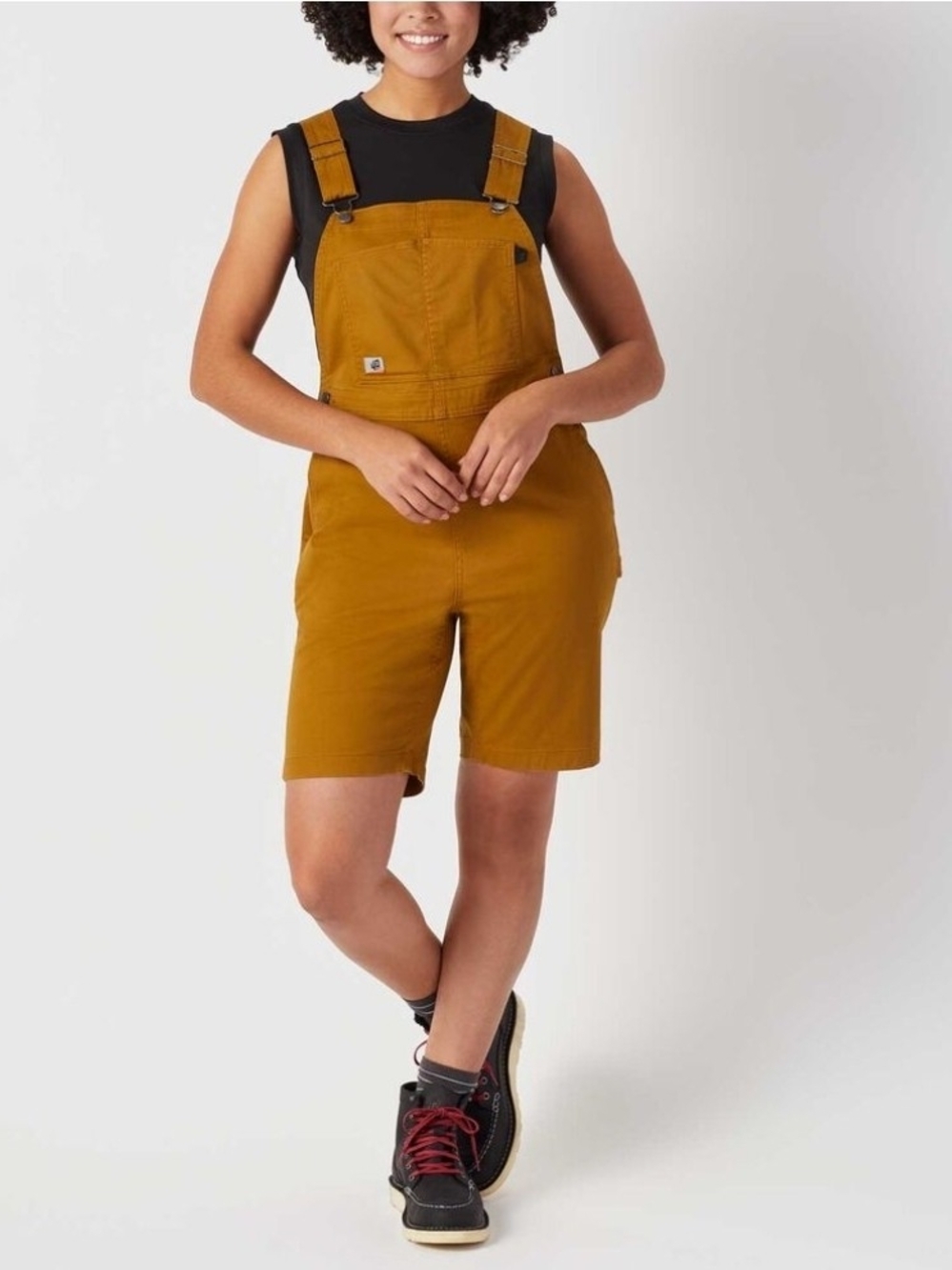 Duluth Trading Co Women's 40 GRIT Caramel Tan Cargo Overall Shorts - Picture 5 of 5